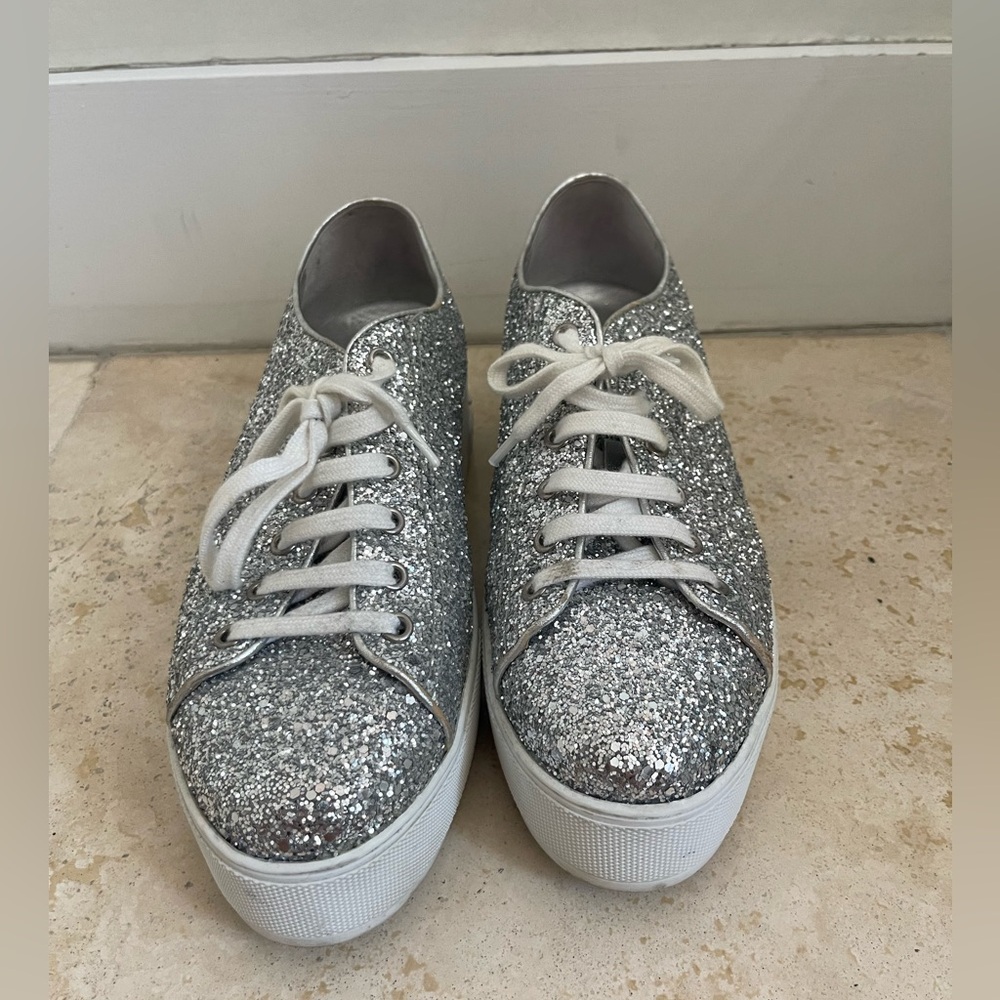 Miu Miu silver glitter snickers